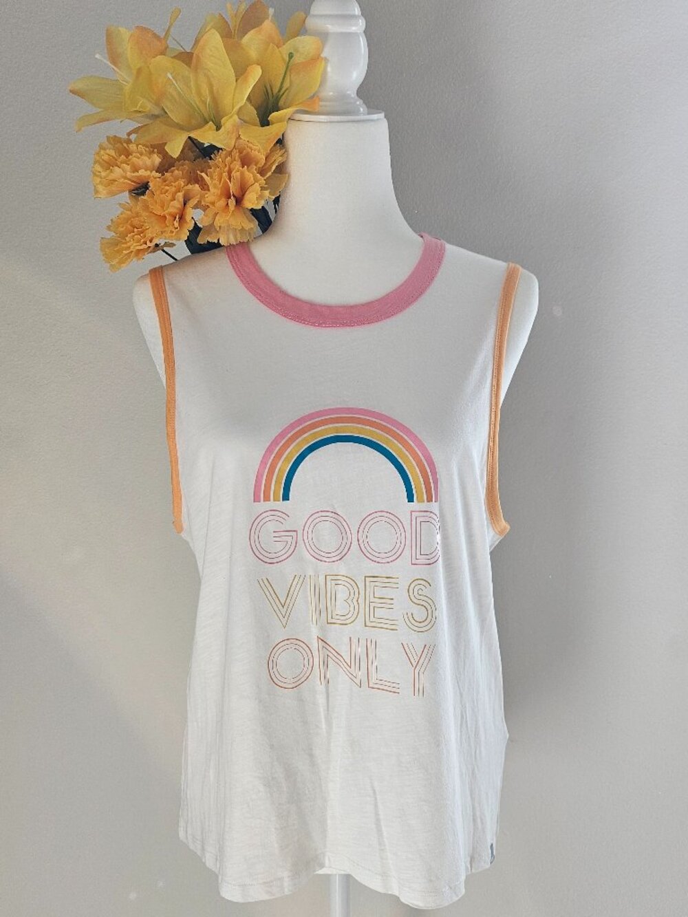 Marc New York Rainbow Graphic Tank Top “Good Vibes Only” Summer Tank NWOT